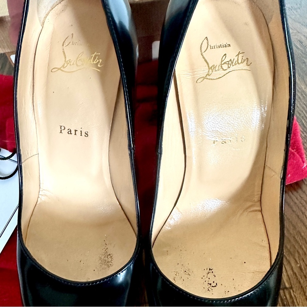 Christian Louboutin Décolleté 868 100 Jazz Black Calf Leather Heels Pumps 39 8 - Picture 12 of 15